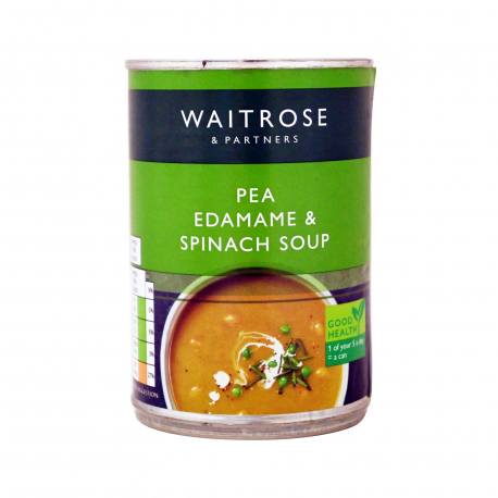 Waitrose σούπα έτοιμη pea edamame & spinach - νέο προιόν, vegetarian (400g)