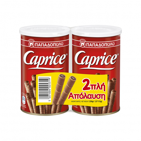 Παπαδοπούλου γκοφρέτα πουράκι caprice με κρέμα φουντουκιού & κακάο (2x115g)
