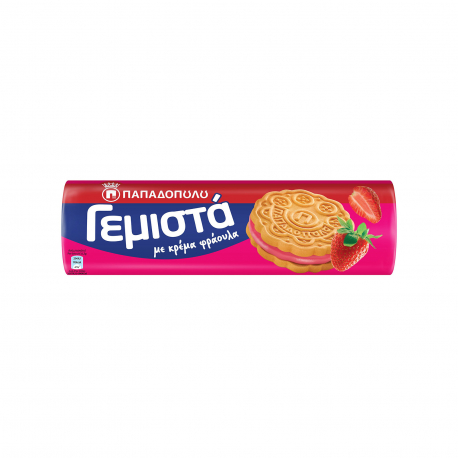 Παπαδοπούλου μπισκότα γεμιστά με κρέμα φράουλα (200g)