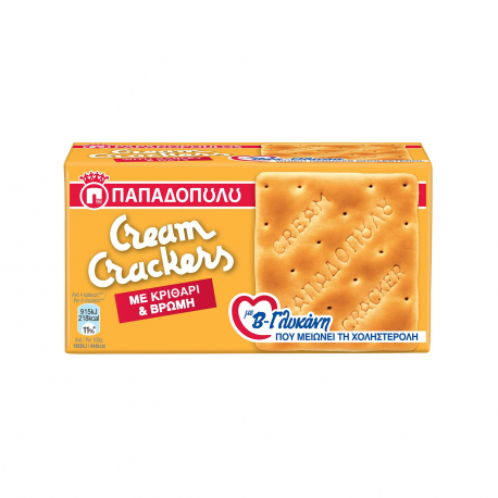 Παπαδοπούλου κράκερ cream crackers με κριθάρι & βρώμη/ με β-γλυκάνη (185g)