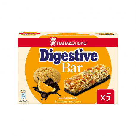 ΠΑΠΑΔΟΠΟΥΛΟΥ ΜΠΑΡΑ DIGESTIVE BAR ΜΕ ΠΟΡΤΟΚΑΛΙ & ΜΑΥΡΗ ΣΟΚΟΛΑΤΑ (5x28g)