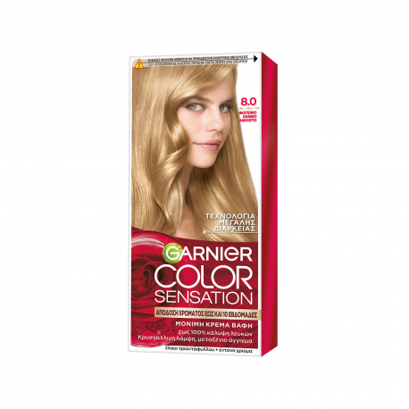 Garnier βαφή μαλλιών color sensation φωτεινό ξανθό ανοιχτό Nο. 8 (110ml)