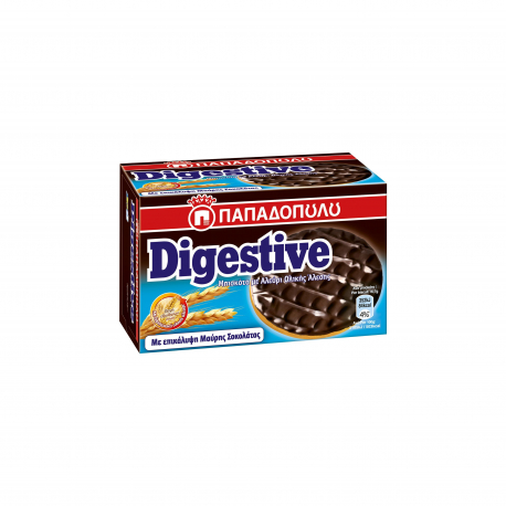 Παπαδοπούλου μπισκότα digestive με αλεύρι ολικής άλεσης & επικάλυψη μαύρης σοκολάτας (200g)