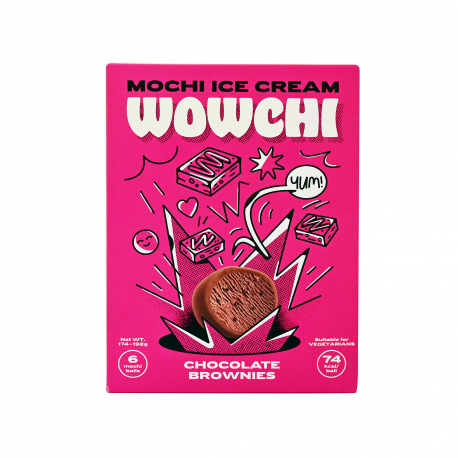 Wowchi παγωτό πολυσυσκευασία mochi chocolate brownies - νέο προιόν, vegetarian (174g)