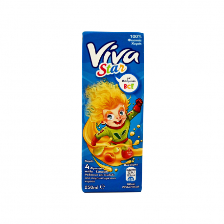 Viva 100% φυσικός χυμός star μπλε - 4 φρούτα (250ml)