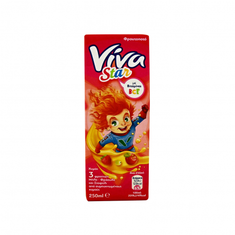 VIVA 100% ΦΥΣΙΚΟΣ ΧΥΜΟΣ STAR ΡΟΖ - 3 ΦΡΟΥΤΑ (250ml)