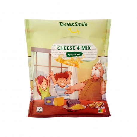 TASTE & SMILE ΤΥΡΙ ΤΡΙΜΜΕΝΟ CHEESE 4 MIX - Χαμηλή τιμή,Νέο προιόν (160g)