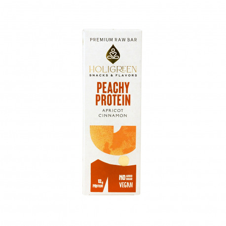 HOLIGREEN ΜΠΑΡΑ ΠΡΩΤΕΪΝΗΣ PEACHY PROTEIN APRICOT, CINNAMON - Χωρίς προσθήκη ζάχαρης,Νέο προιόν,Vegan (60g)