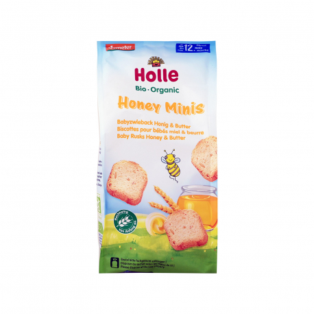 Holle φρυγανιές παιδικές honey minis - βιολογικό 12+ μηνών (100g)