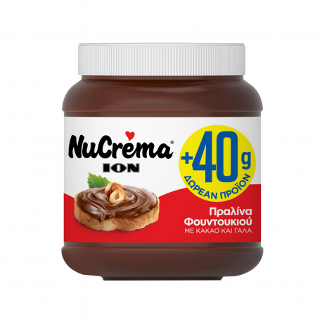 Ίον πραλίνα φουντουκιού nucrema (380g) (40g περισσότερο προϊόν)