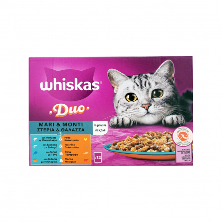 WHISKAS ΤΡΟΦΗ ΓΑΤΑΣ DUO ΣΤΕΡΙΑ & ΘΑΛΑΣΣΑ ΣΕ ΖΕΛΕ - Νέο προιόν (12x85g)