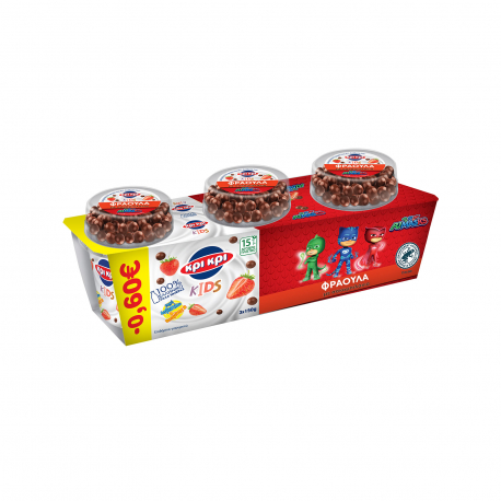 Κρι Κρι επιδόρπιο γιαουρτιού pj masks φράουλα (3x150g) (-0.6€)