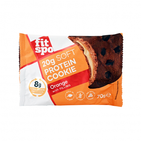 Fit spo μπισκότο πρωτεΐνης 20g protein orange - χωρίς γλουτένη, χωρίς προσθήκη ζάχαρης, νέο προϊόν (70g)