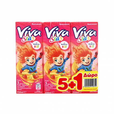 VIVA 100% ΦΥΣΙΚΟΣ ΧΥΜΟΣ STAR ΡΟΖ - Νέο προιόν (250ml) (5+1)