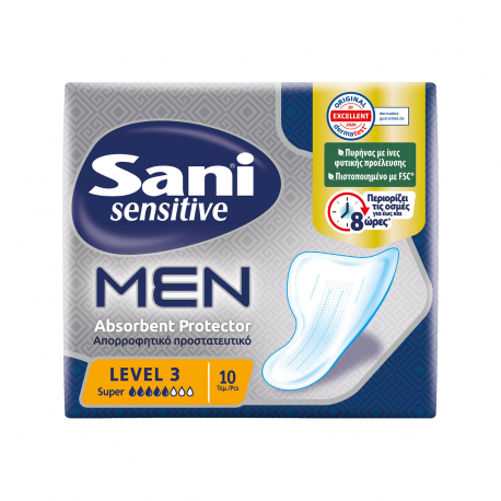 SANI ΑΠΟΡΡΟΦΗΤΙΚΟ ΠΡΟΣΤΑΤΕΥΤΙΚΟ MEN SENSITIVE SUPER - LEVEL 3 (10τεμ)